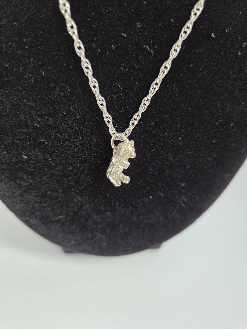 Tiffany & Co Sterling Silver Teddy Bear Pendant Necklace
